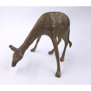 Vintage Brass Giraffe Figurine Statue Paperweight Zoo Animal Metalware